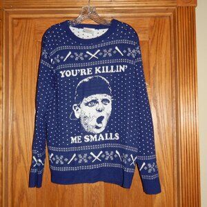 The Sandlot You're Killin' Me Smalls Christmas Sweater Mens Large Blue Fair Isle